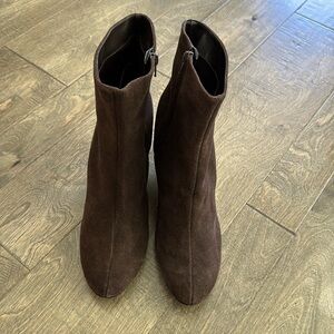Newport News Brown Leather Suede Wedge Above Ankle Boots Size 11